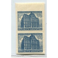 ARGENTINA 1942 ESTAMPILLAS VARIEDA PAREJA SIN DENTAR NUEVA MINT CON BORDE DE HOJA